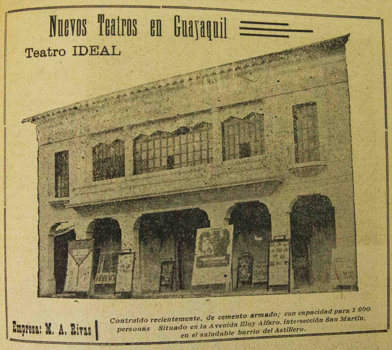 Estreno del Teatro Ideal. Proyecciones del Edén No.14. 1922, Guayaquil.
