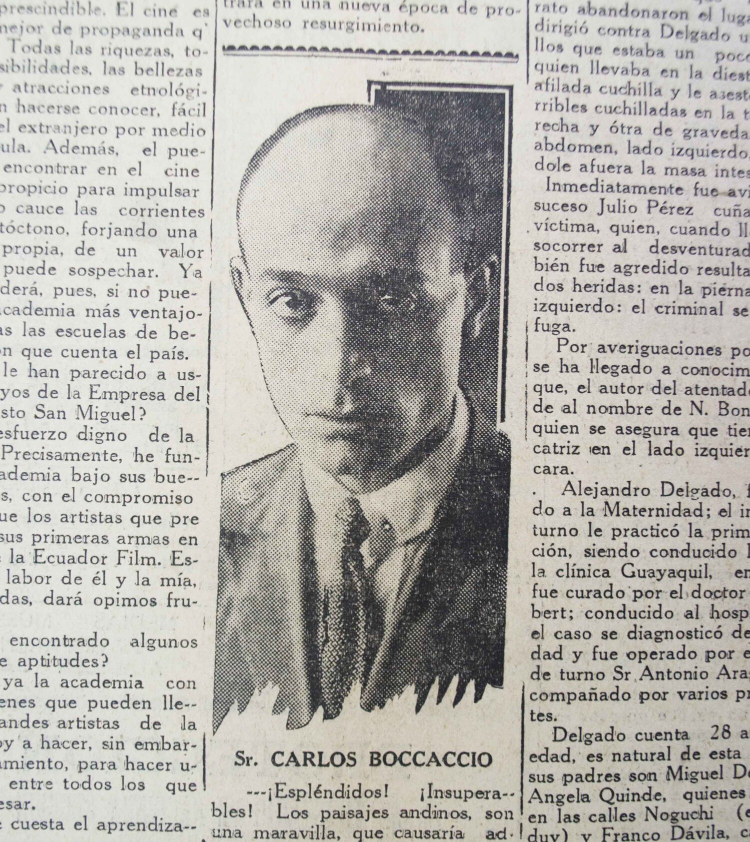 Carlo Boccacio en El Telégrafo, 9 de febrero, 1925.
